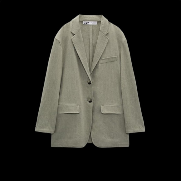 Zara LINEN BLEND STRAIGHT CUT BLAZER